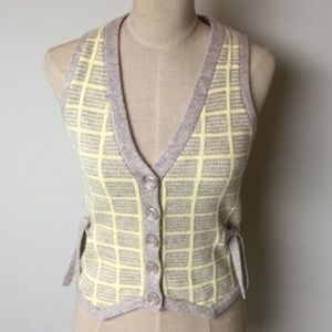 Anthropologie Sparrow Vest tie side yellow button